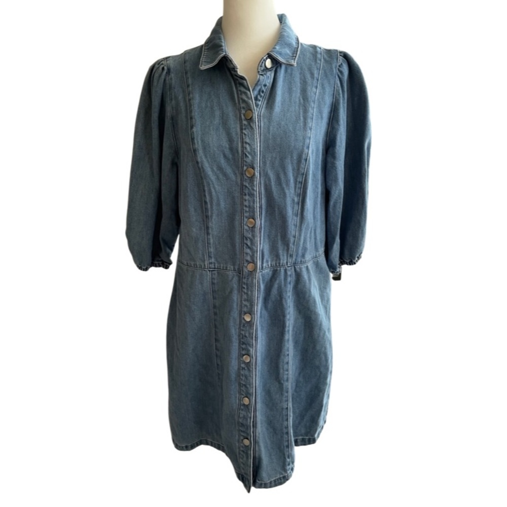 H&M Blue Denim Button-Front Shirt Dress